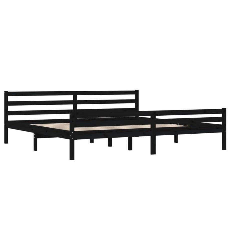 Cadre de lit Noir Bois massif 200x200 cm