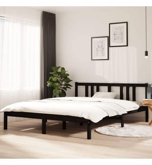 Massivholzbett Schwarz 150x200 cm 5FT King Size