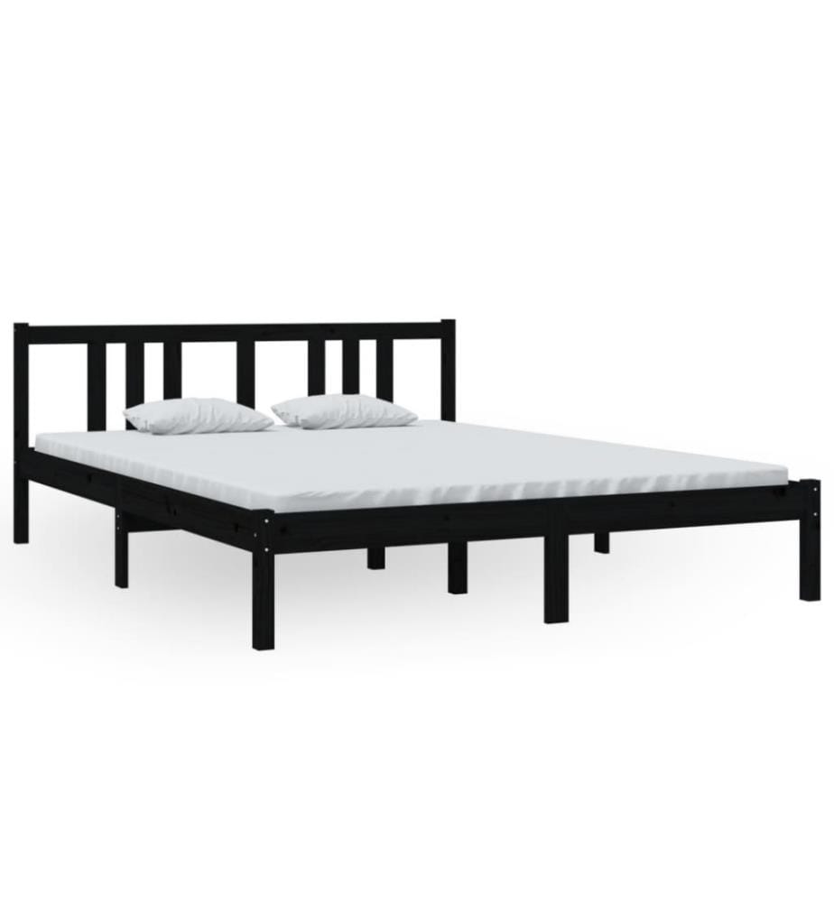 Massivholzbett Schwarz 150x200 cm 5FT King Size