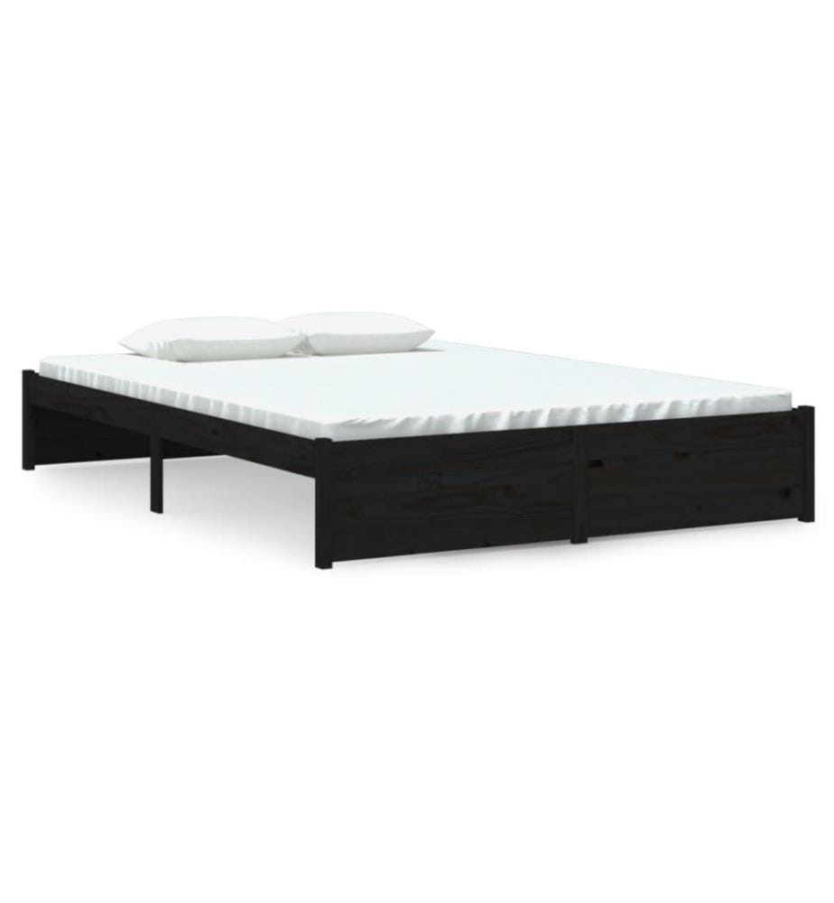 Cadre de lit Noir Bois massif 140x190 cm