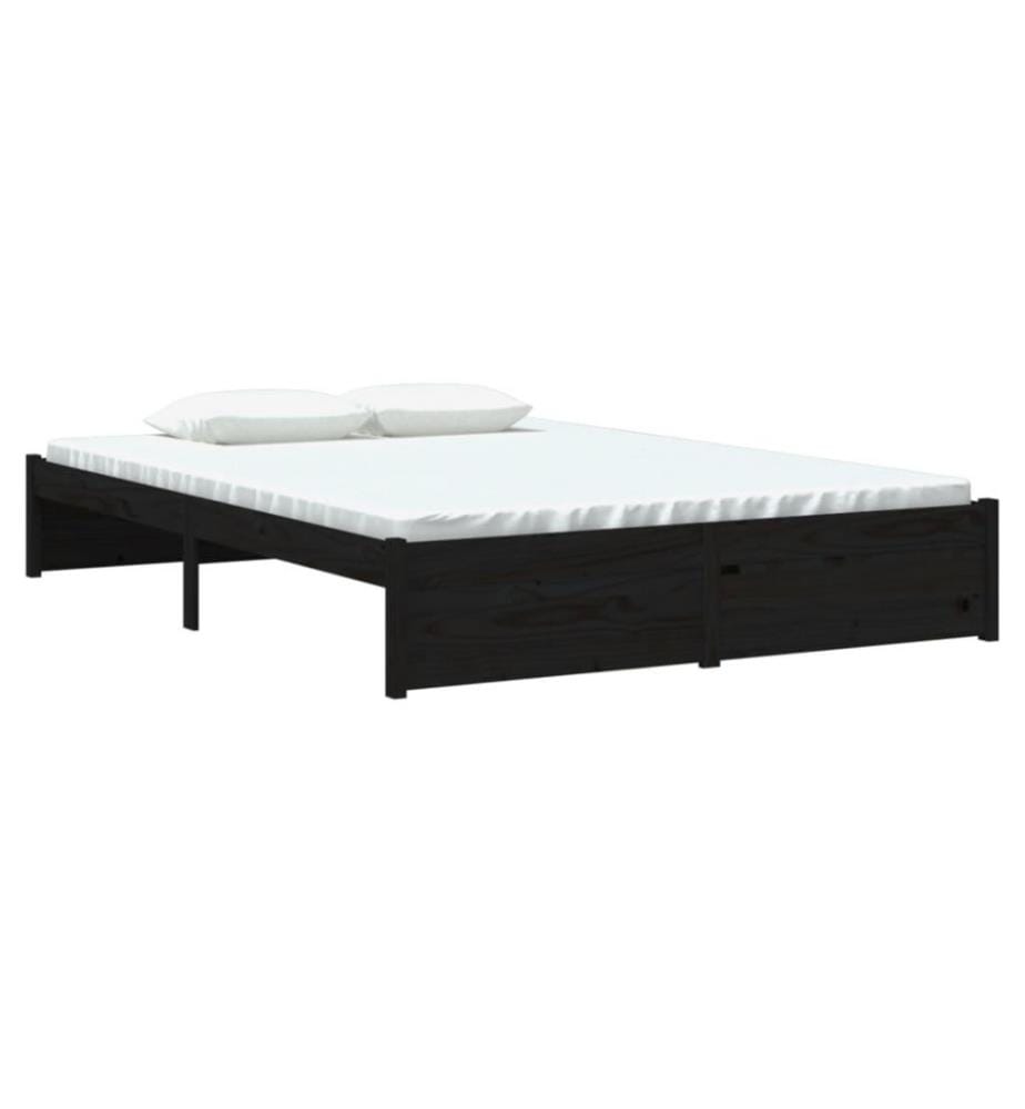 Cadre de lit Noir Bois massif 140x190 cm