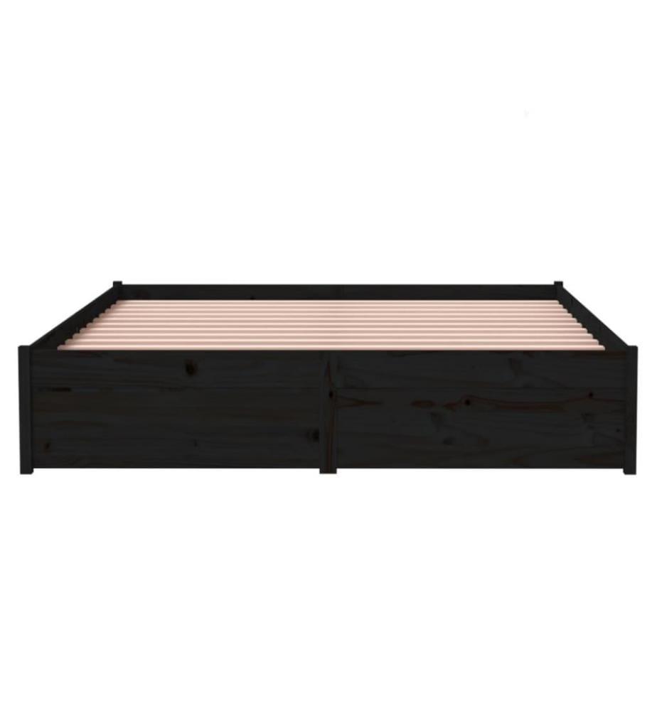 Cadre de lit Noir Bois massif 140x190 cm