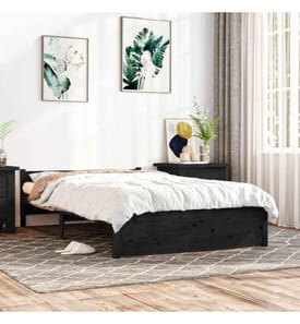 Massivholzbett Schwarz 135x190 cm 4FT6 Double