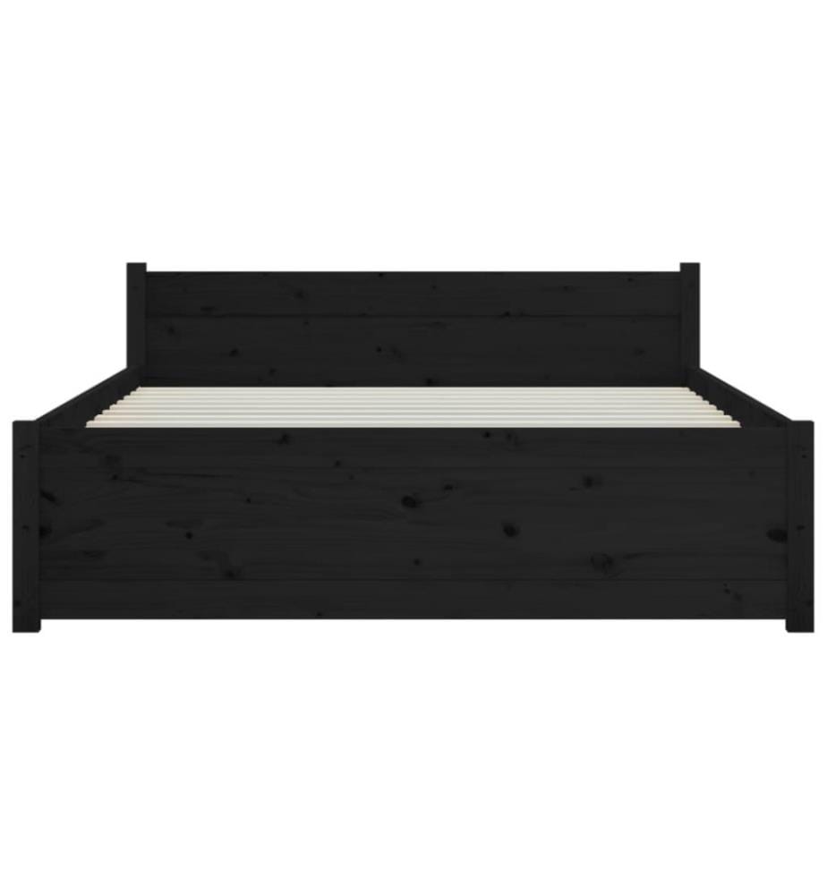 Massivholzbett Schwarz 135x190 cm 4FT6 Double