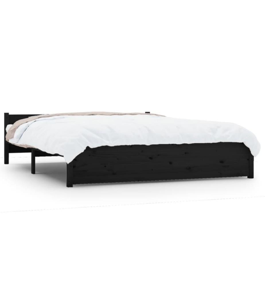 Cadre de lit Noir Bois massif 140x190 cm