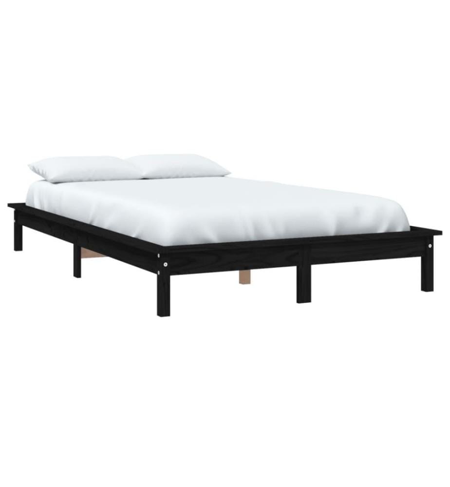 Massivholzbett Schwarz 150x200 cm Kiefer 5FT King Size