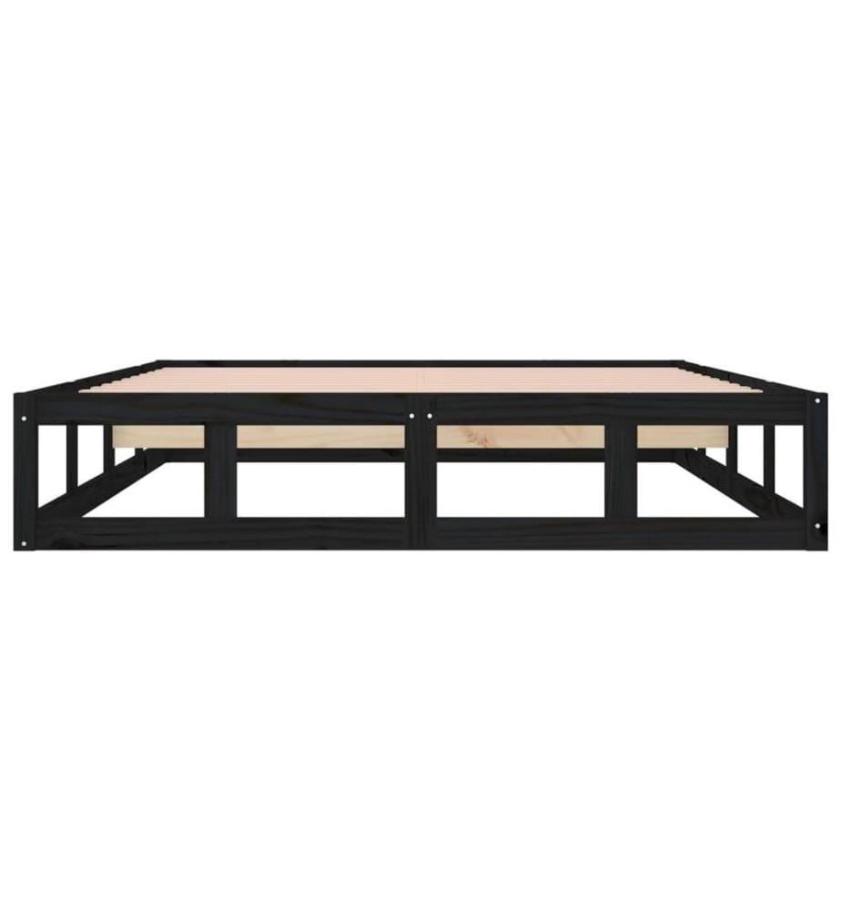 Cadre de lit Noir 180x200 cm Super King Bois massif
