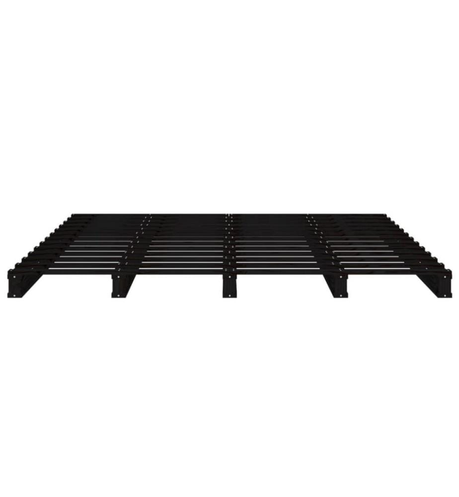 Cadre de lit Noir 140x190 cm Bois de pin massif