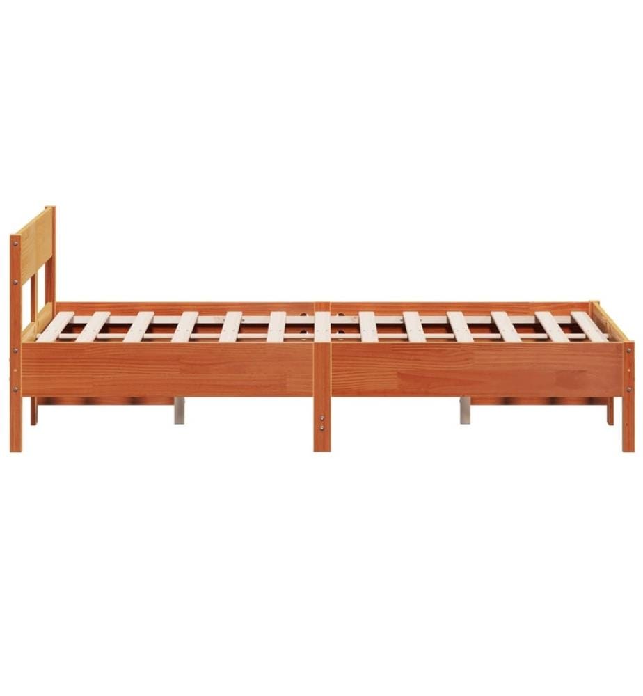 Cadre de lit et tête de lit cire marron 150x200 cm bois de pin