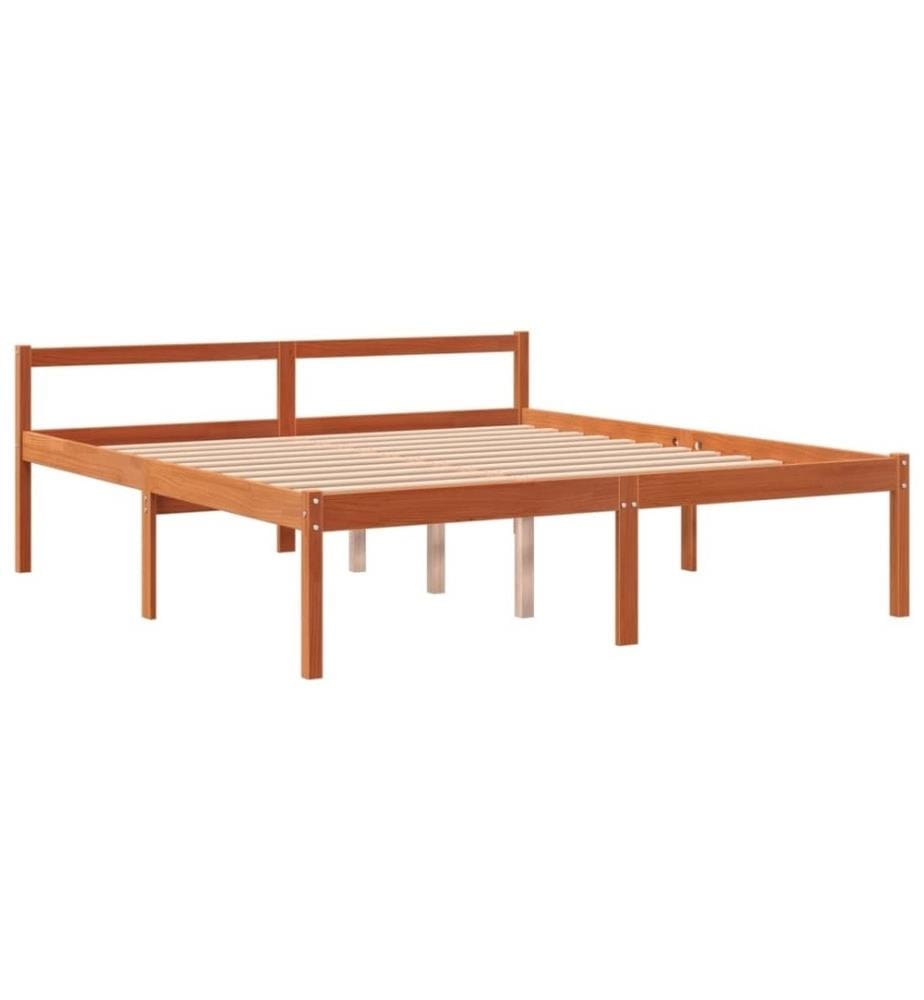 Seniorenbett Wachsbraun 150x200 cm Massivholz Kiefer