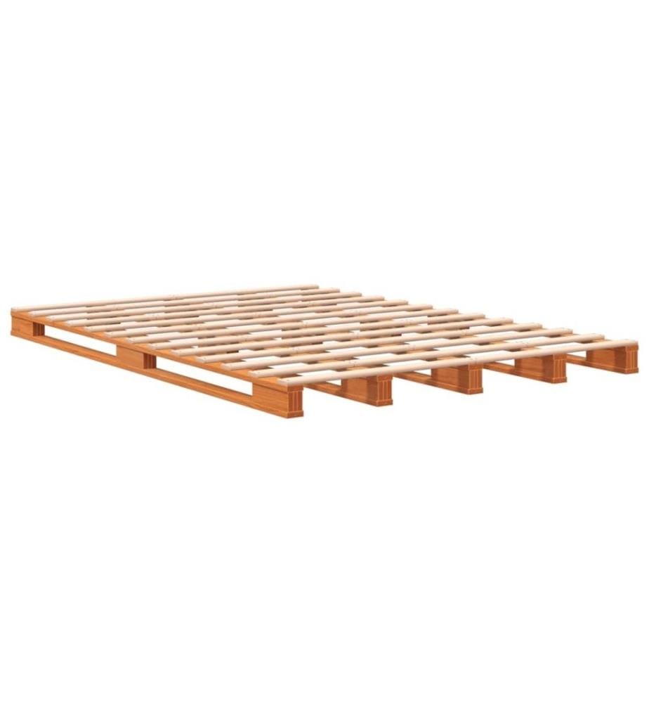 Palettenbett Wachsbraun 140x200 cm Massivholz Kiefer