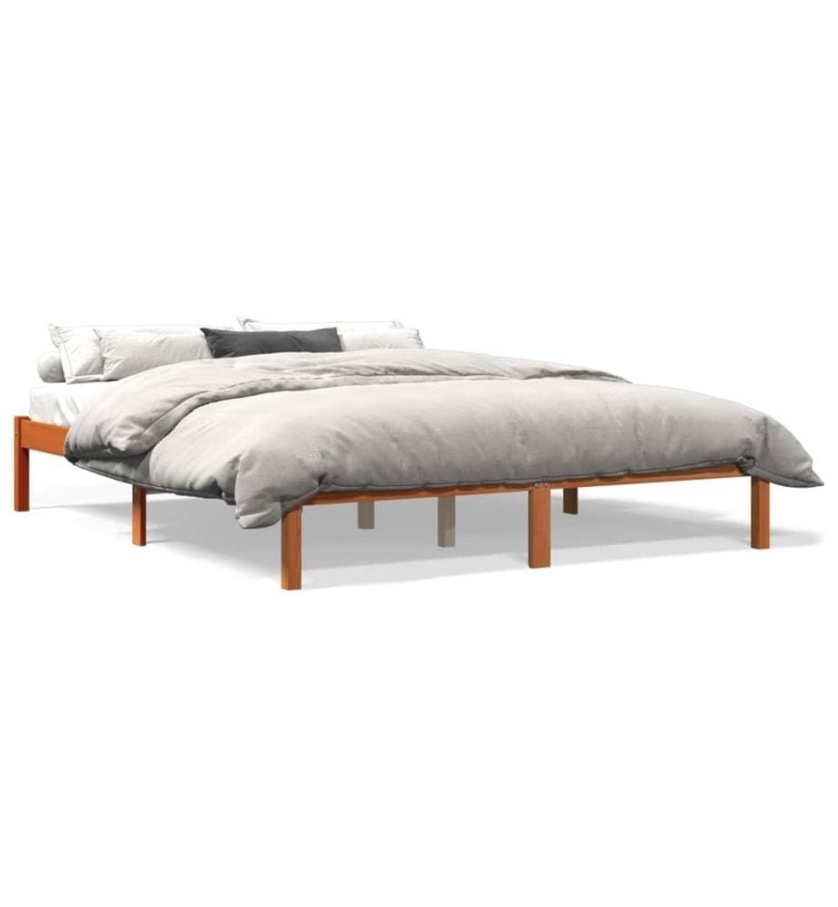 Cadre de lit cire marron 150x200 cm bois de pin massif