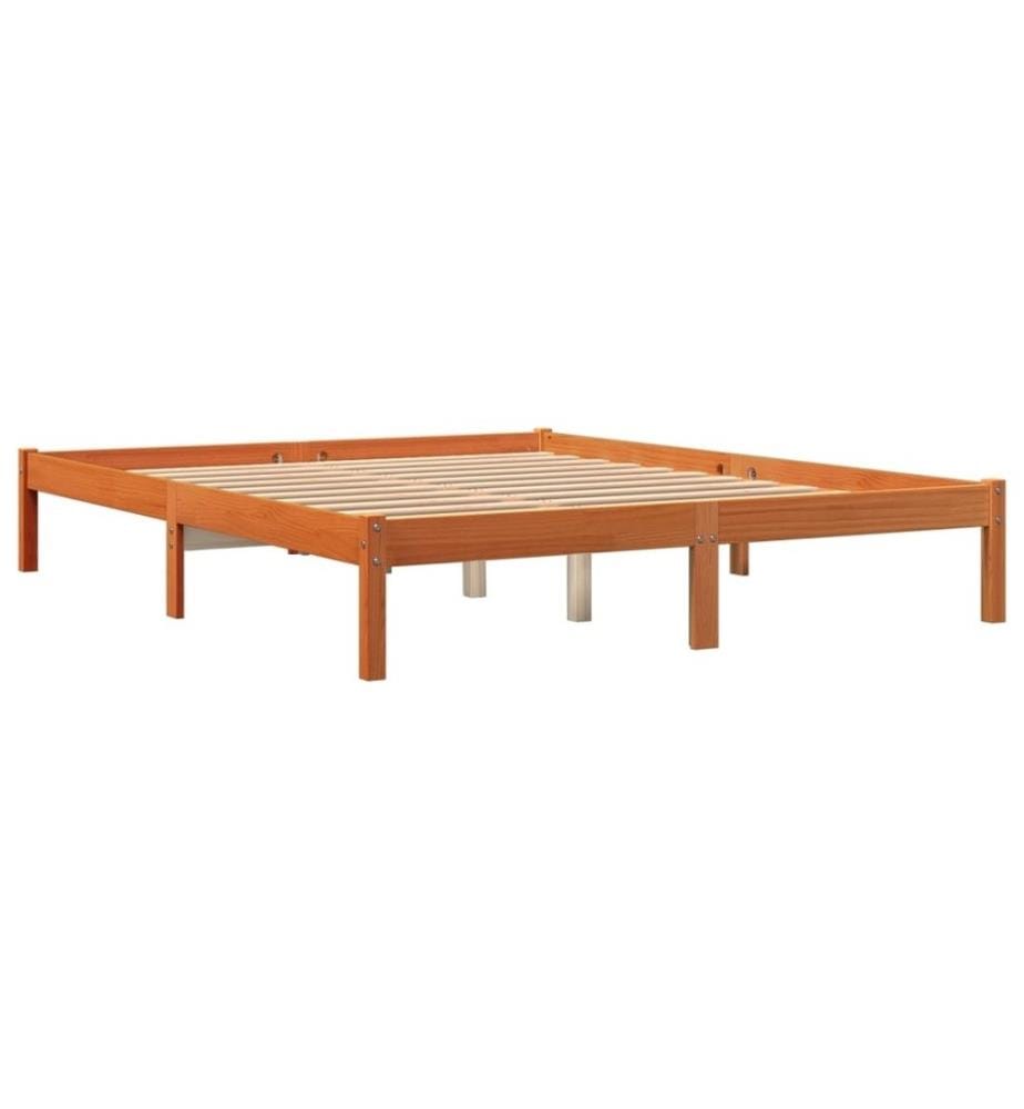 Cadre de lit cire marron 150x200 cm bois de pin massif