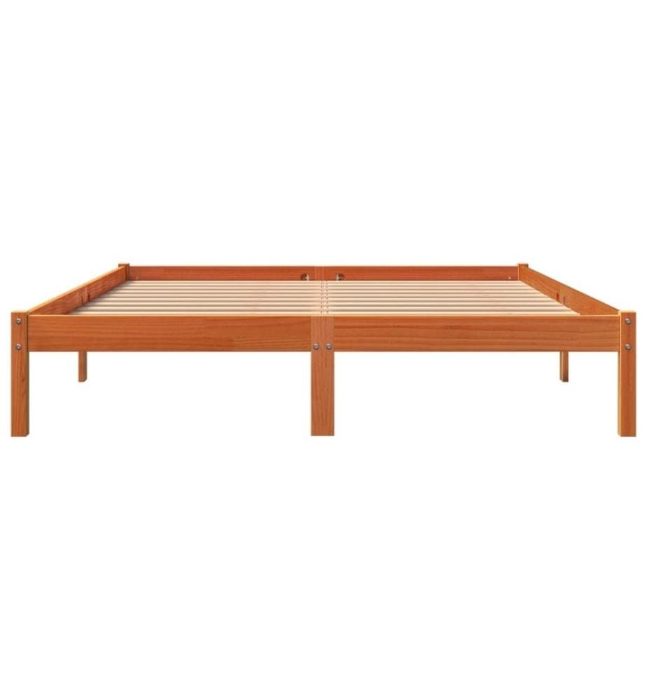 Cadre de lit cire marron 150x200 cm bois de pin massif