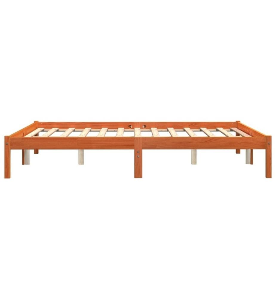 Cadre de lit cire marron 150x200 cm bois de pin massif