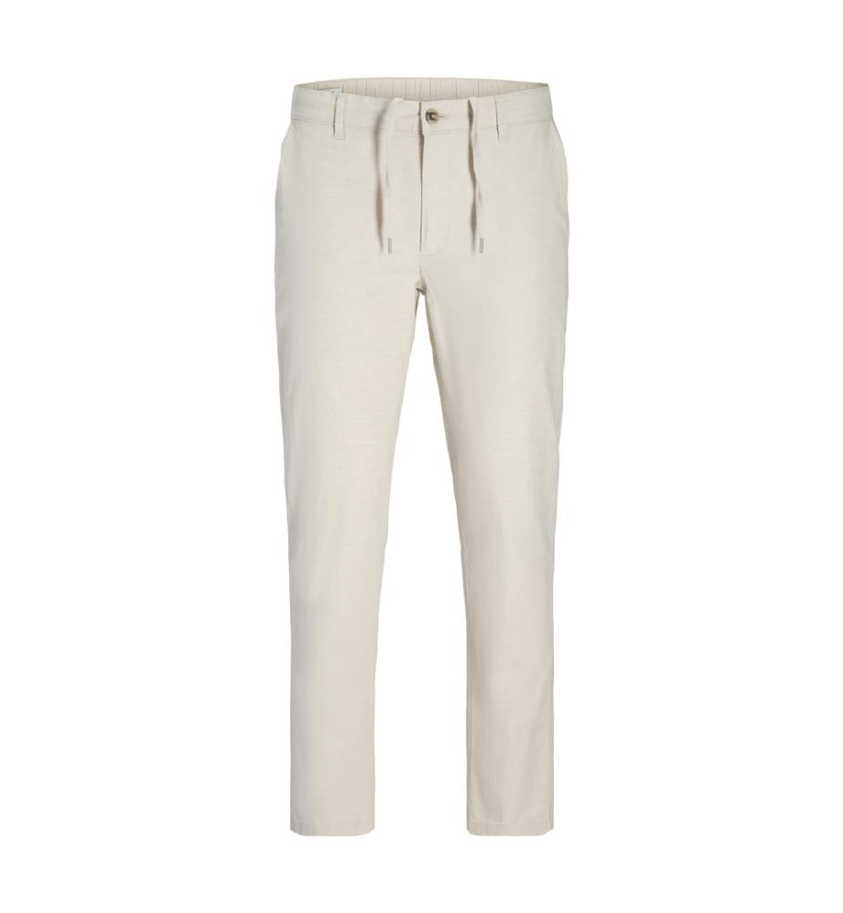 Chino-Hose in klassischer Passform aus Leinenmischgewebe – Beige