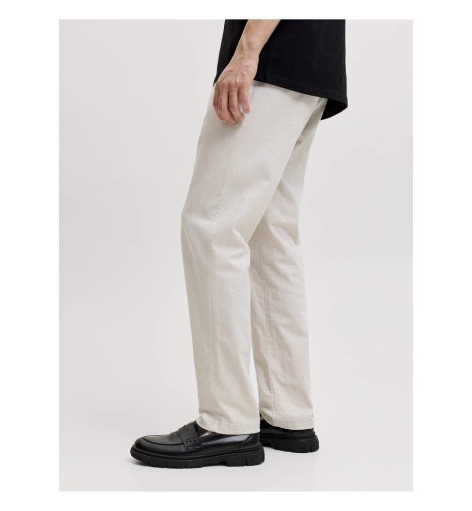 Chino-Hose in klassischer Passform aus Leinenmischgewebe – Beige