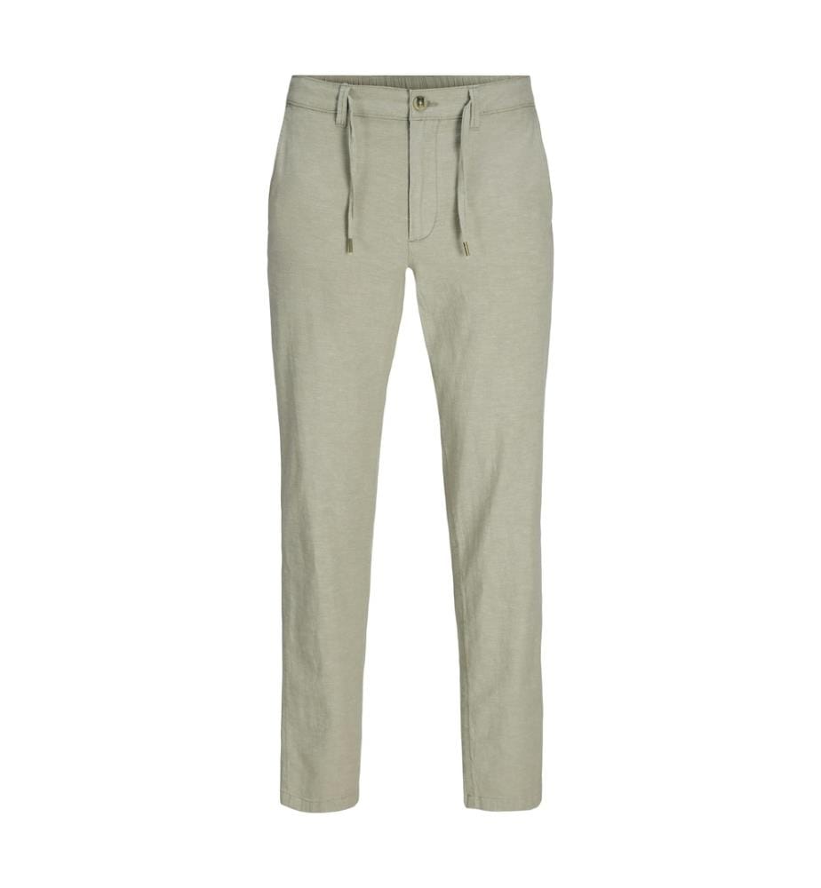 Chino-Hose in klassischer Passform aus Leinenmischgewebe – Khaki