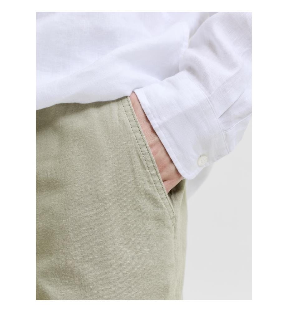 Chino-Hose in klassischer Passform aus Leinenmischgewebe – Khaki