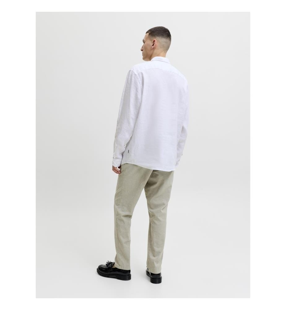 Chino-Hose in klassischer Passform aus Leinenmischgewebe – Khaki