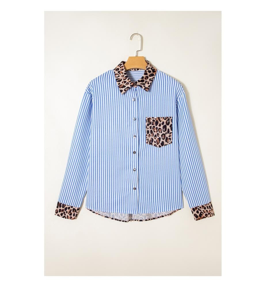 Hemd mit Knopfleiste mit Leopardenmuster - Blau