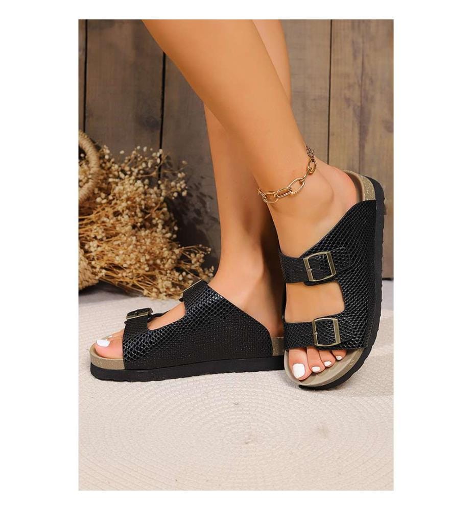Mules en daim à doubles brides - Noir