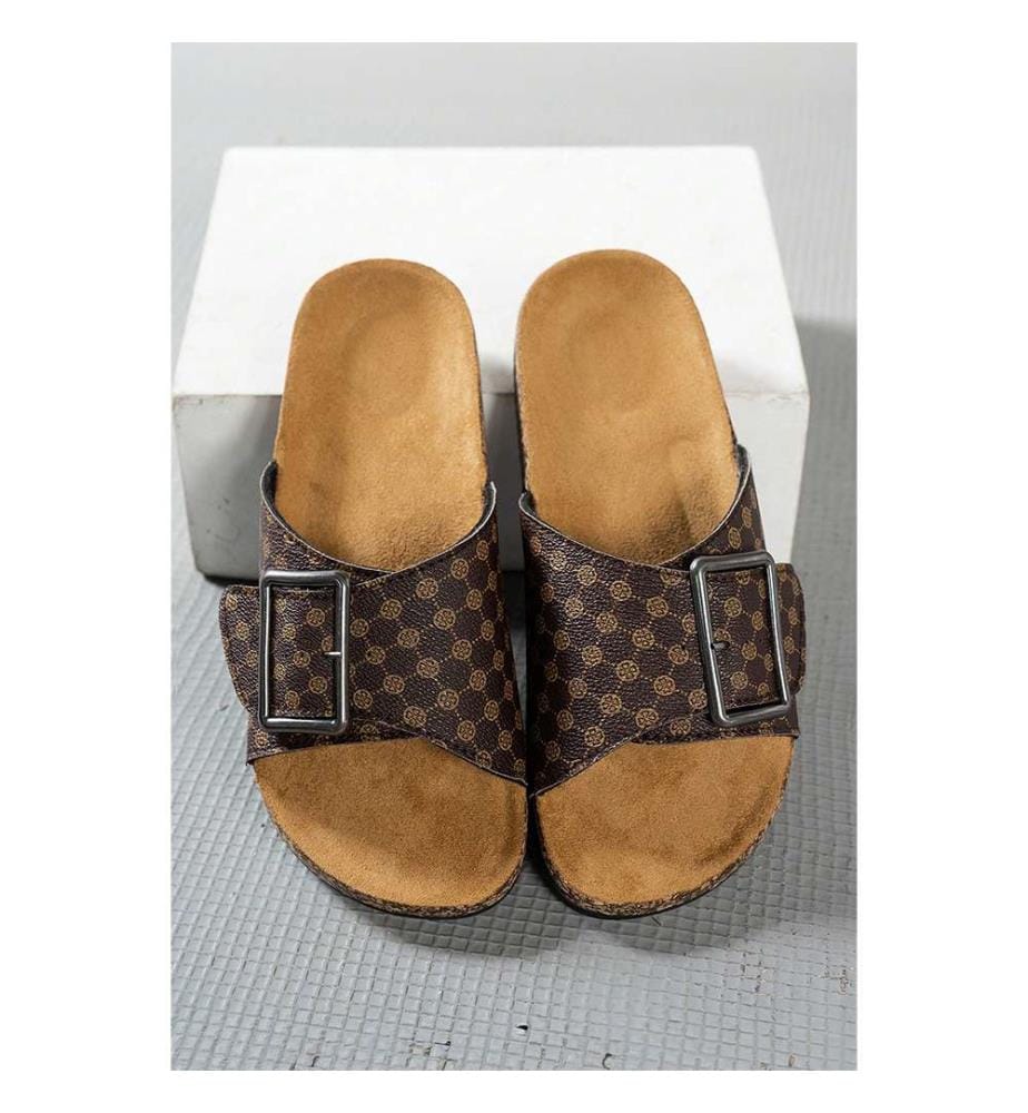 Retro-Flip-Flops mit Schnalle – Kaffee