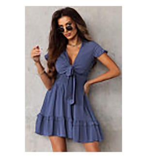 Kurzes Rüschenkleid – Blau