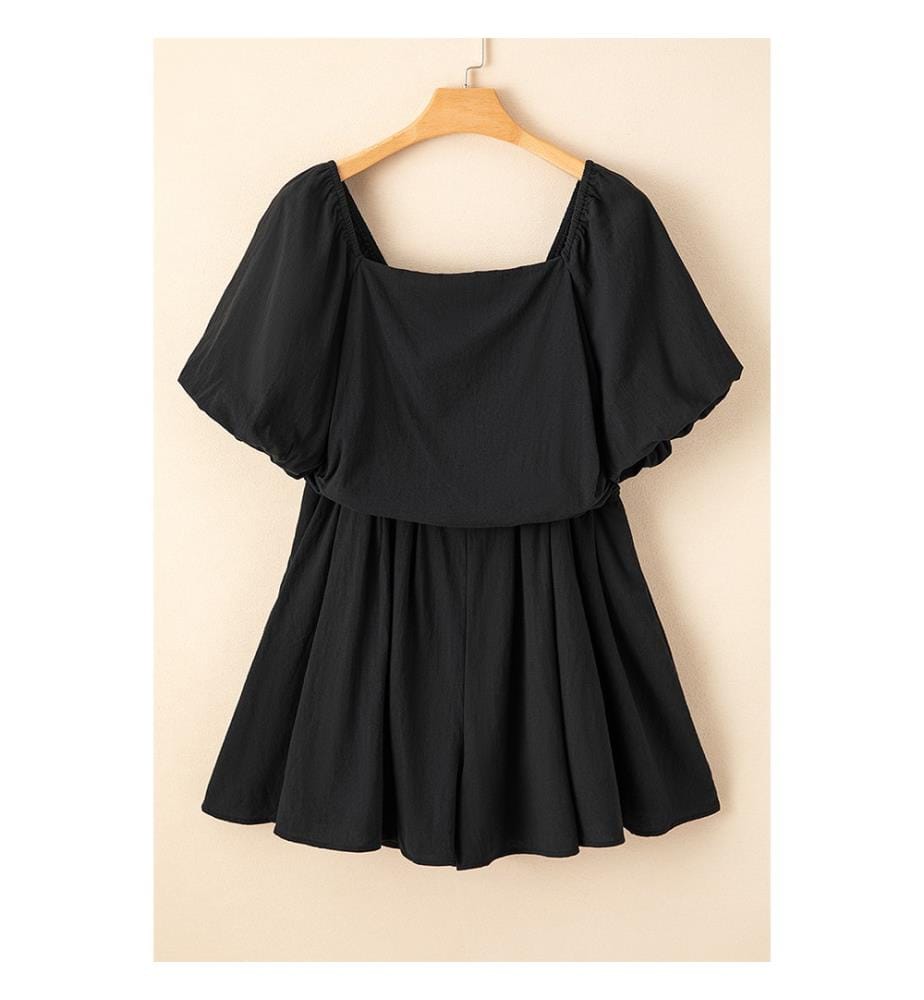 Combi-Short Noir à Col Carré - Noir