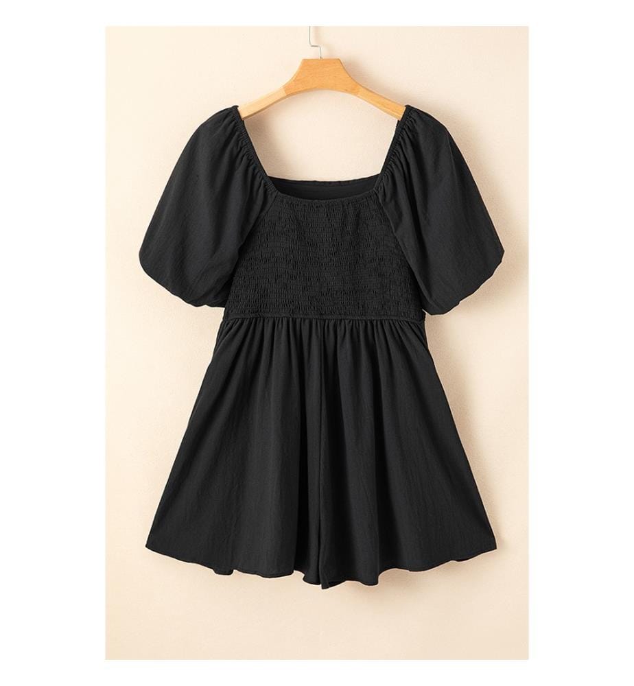 Combi-Short Noir à Col Carré - Noir