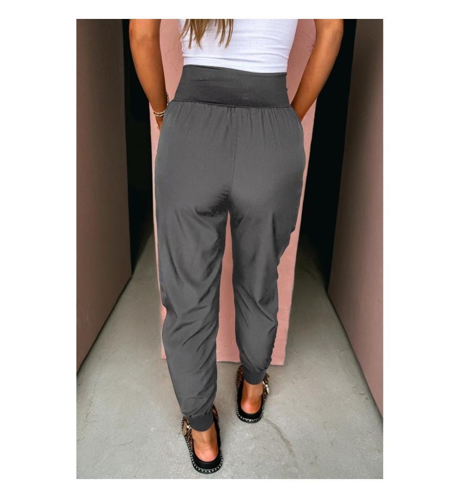 Pantalon de Jogging Cargo Taille Haute - Gris