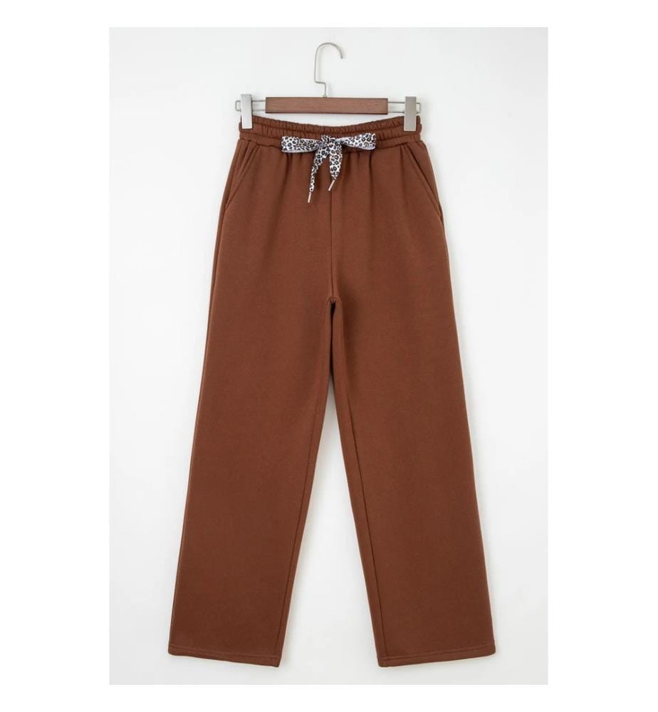 Pantalon Uni Doublé Polaire - Marron