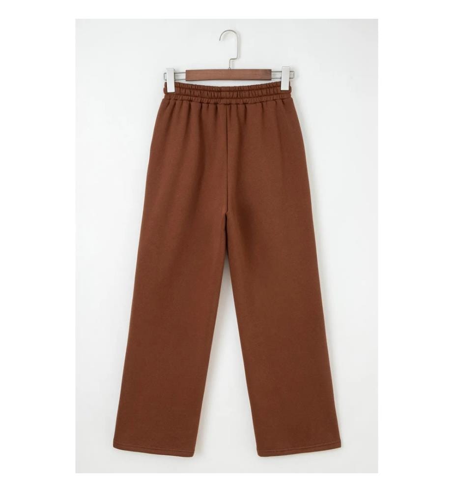 Pantalon Uni Doublé Polaire - Marron
