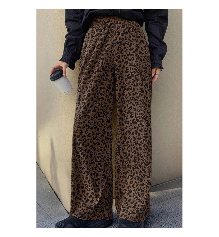 Pantalon Ample en Velours Côtelé - Marron