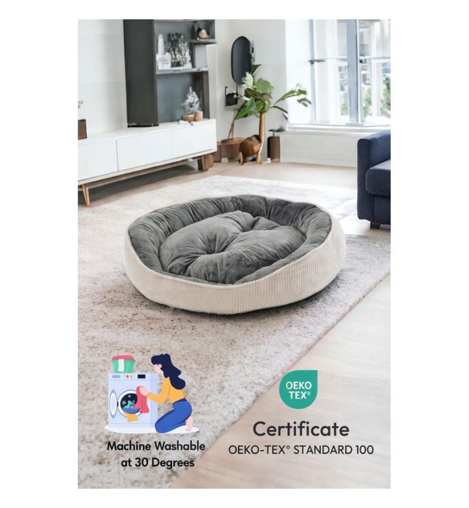 Pet Bed Beige Outer Cover: 95% POLYESTER / 5% COTTON & LYCRA