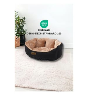 Panier pour animaux noir et beige housse extérieure : 95 % polyester / 5 % coton et lycra