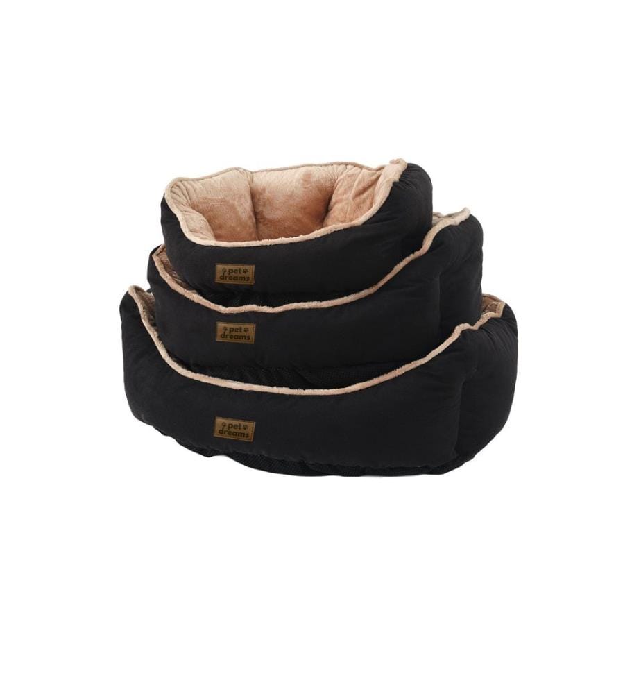 Pet Bed Black Beige Outer Cover: 95% POLYESTER / 5% COTTON & LYCRA