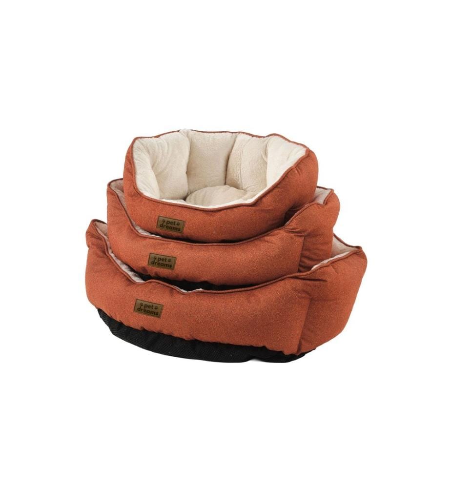 Panier pour animaux orange et crème housse extérieure : 95 % polyester / 5 % coton et lycra