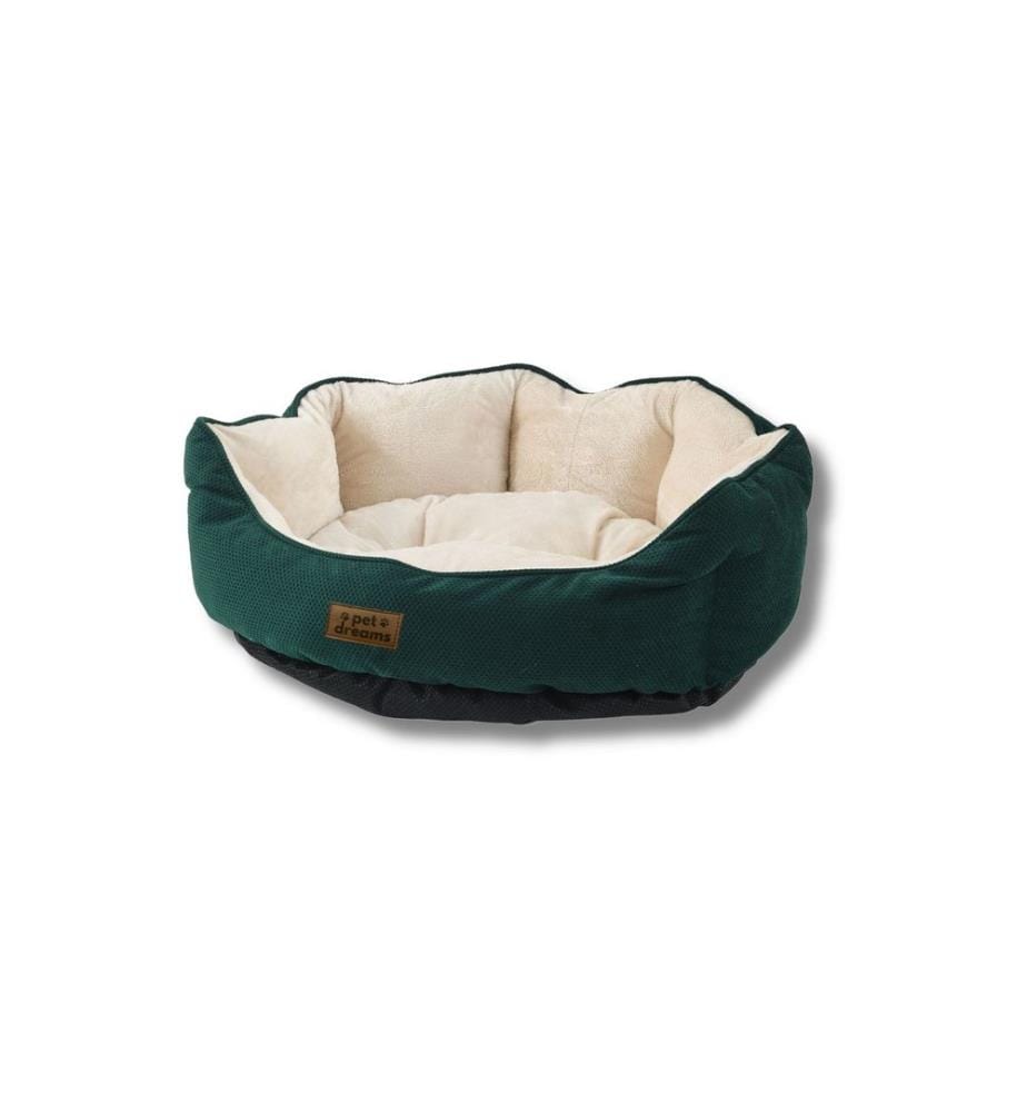 Panier pour animaux vert et crème housse extérieure : 95 % polyester / 5 % coton et lycra