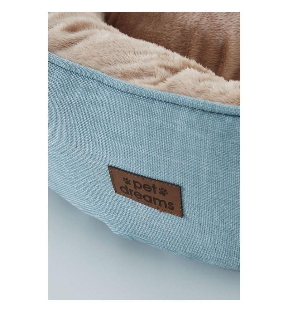 Panier pour animaux turquoise et beige housse extérieure : 95 % polyester / 5 % coton et lycra