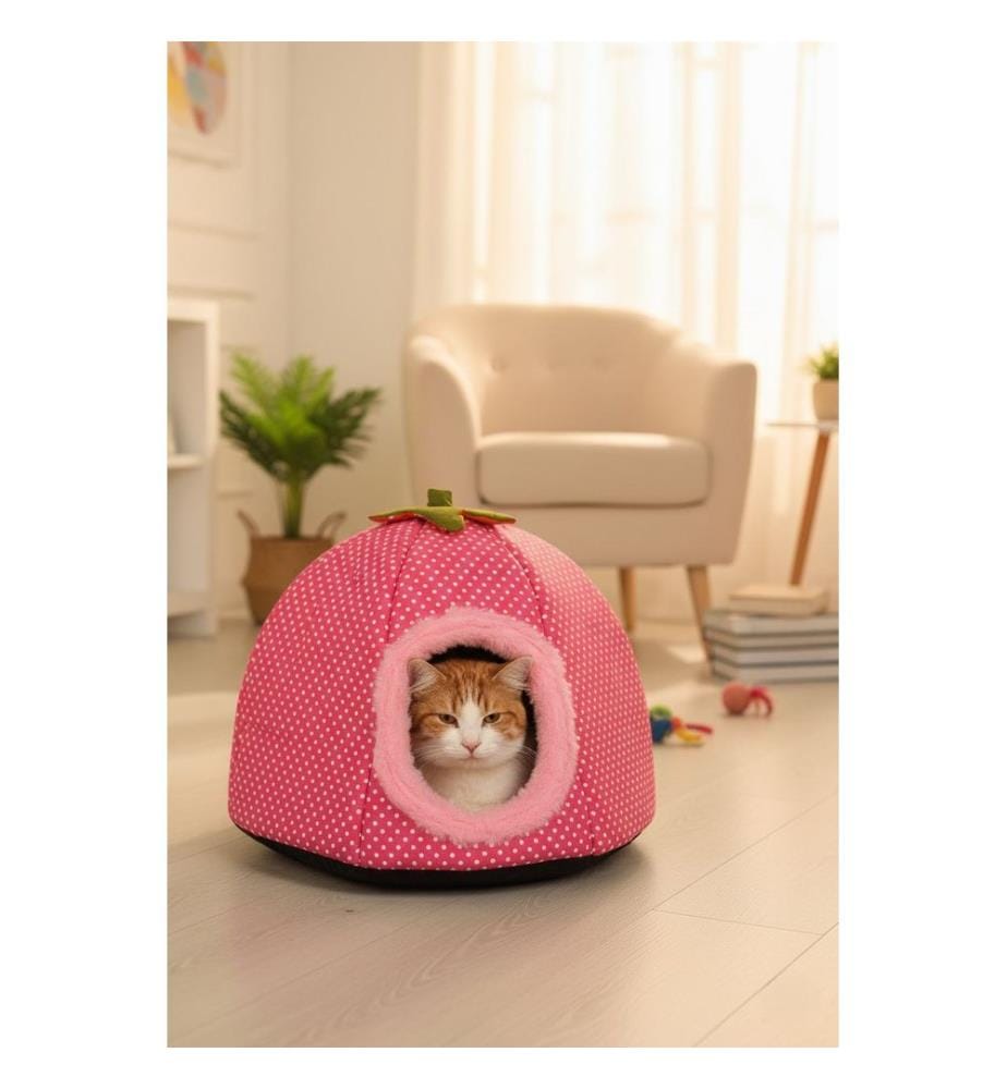 Panier pour chat rose 50 % coton / 50 % polyester