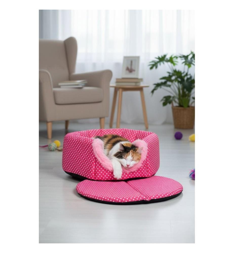 Panier pour chat rose 50 % coton / 50 % polyester