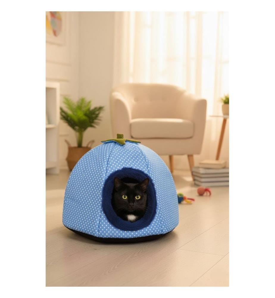 Panier pour chat bleu 50 % coton / 50 % polyester