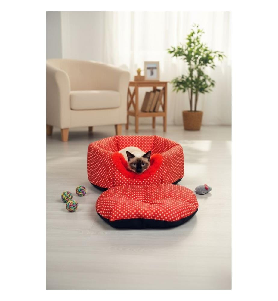Panier pour chat rouge 50 % coton / 50 % polyester