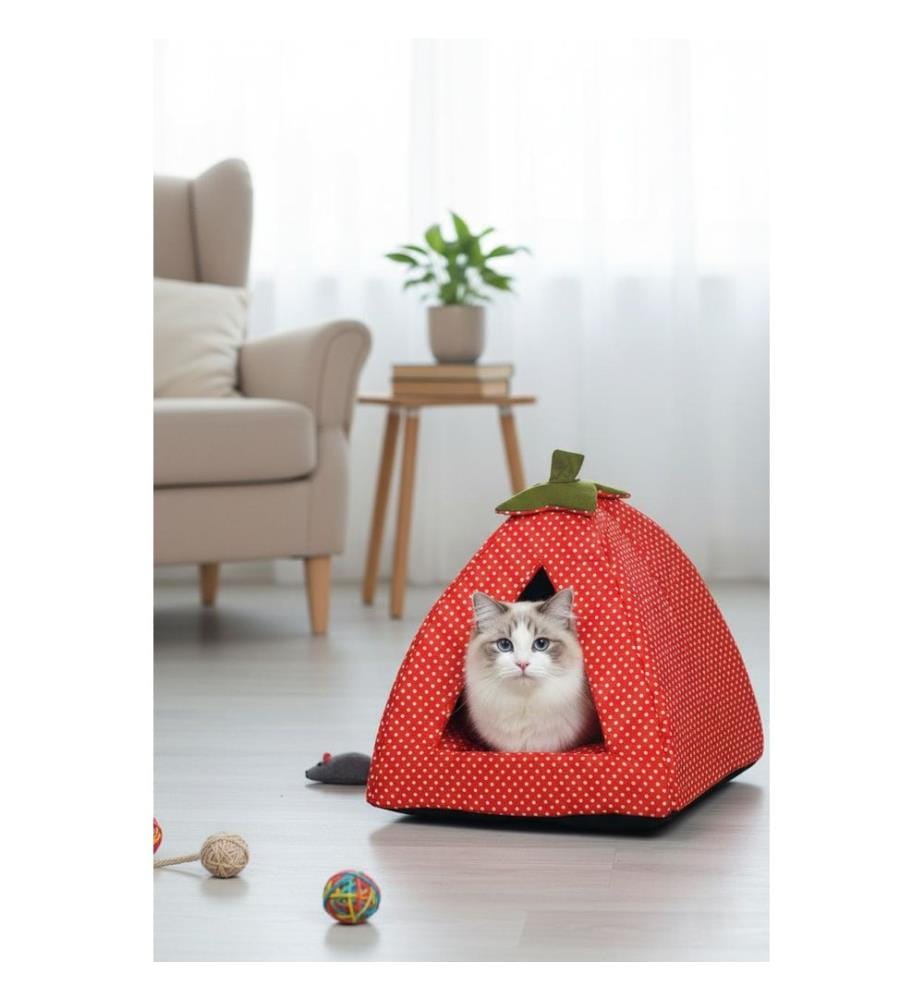Panier pour chat rouge 50 % coton / 50 % polyester
