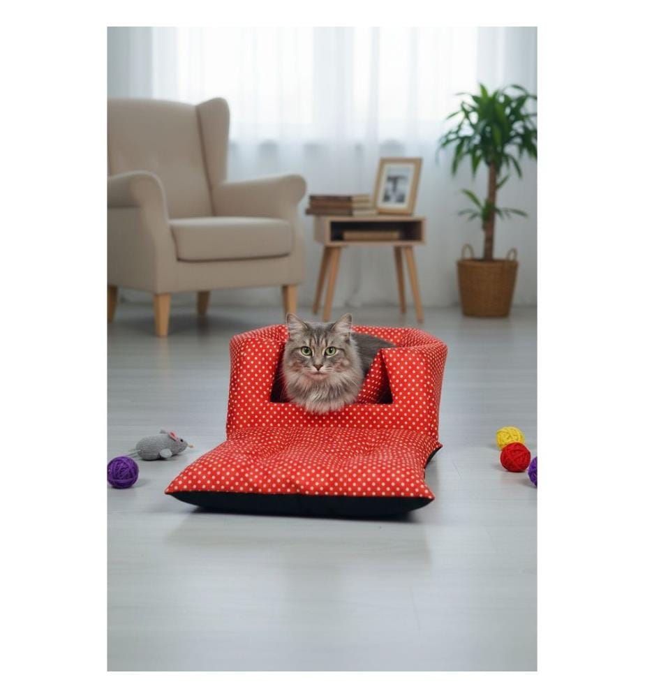 Panier pour chat rouge 50 % coton / 50 % polyester