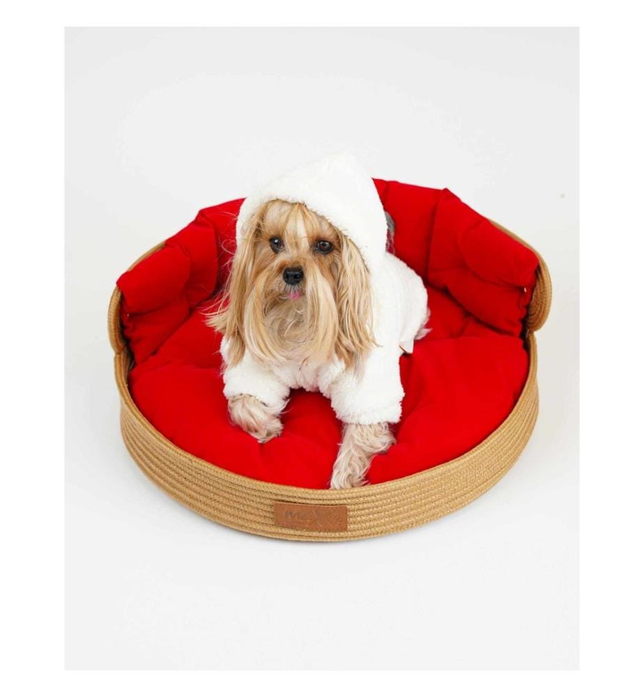 Panier pour animaux rouge 100 % polyester suède