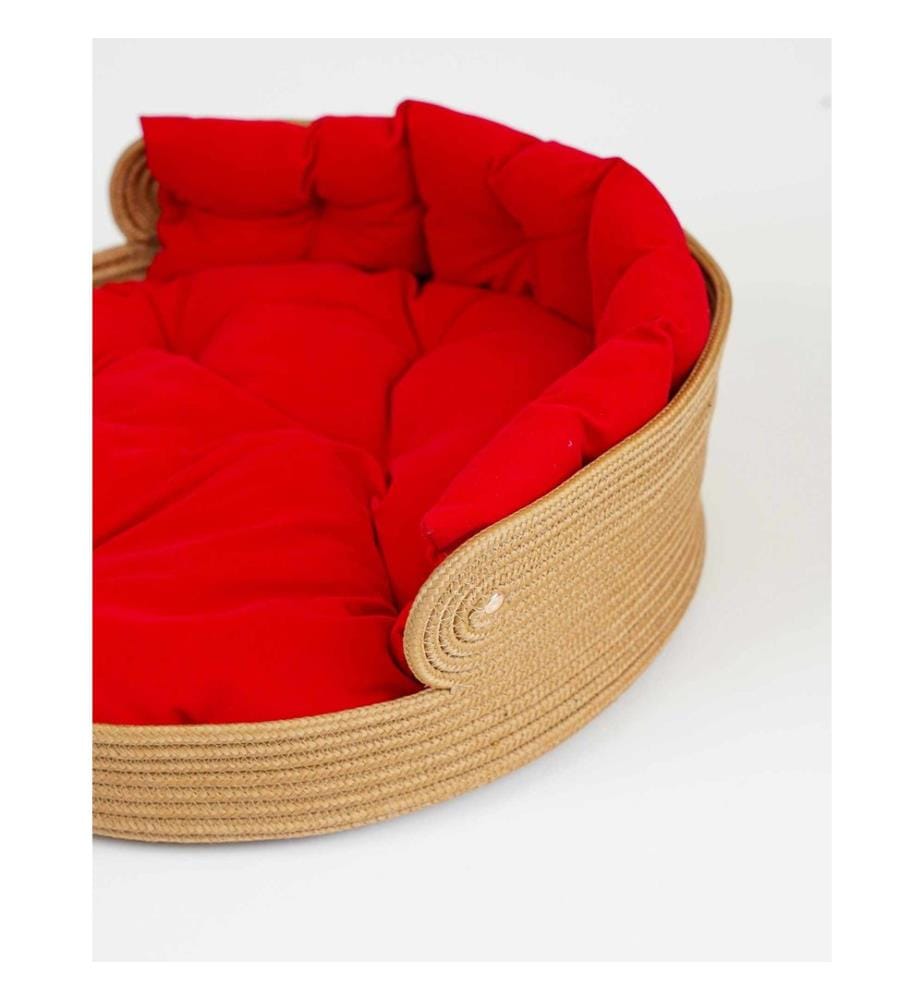 Panier pour animaux rouge 100 % polyester suède