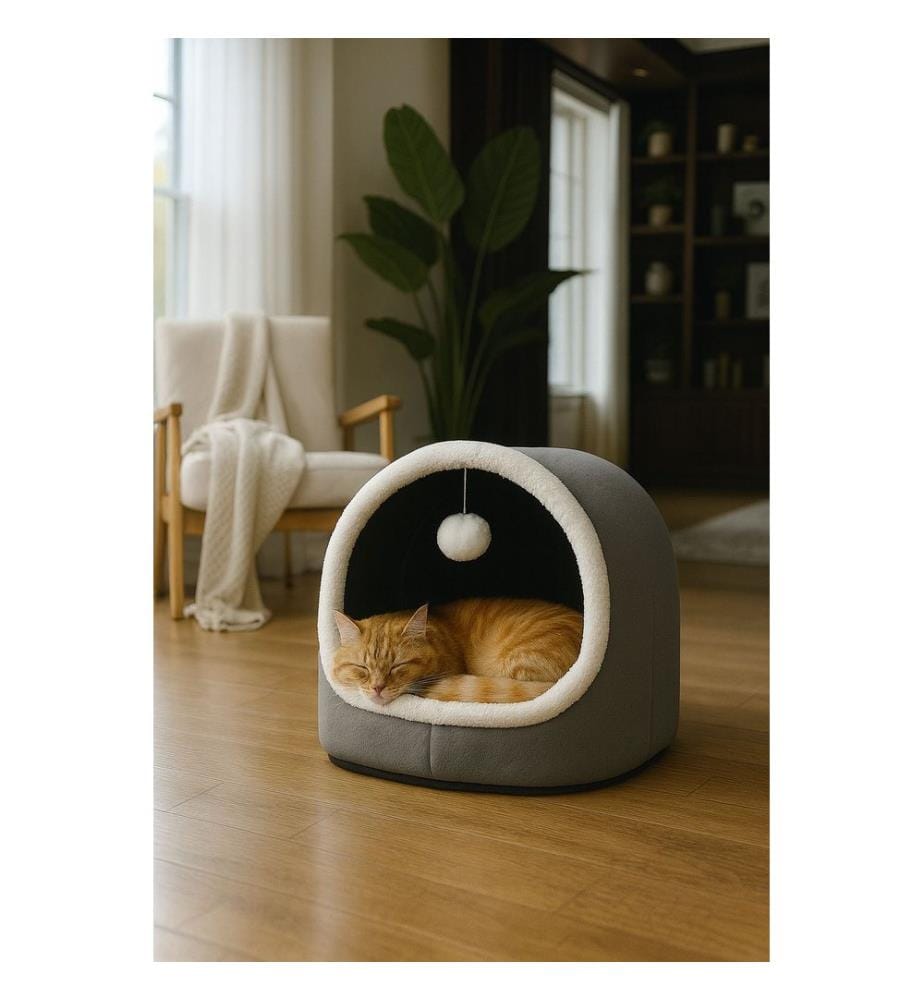 Panier pour chat gris 100 % polyester