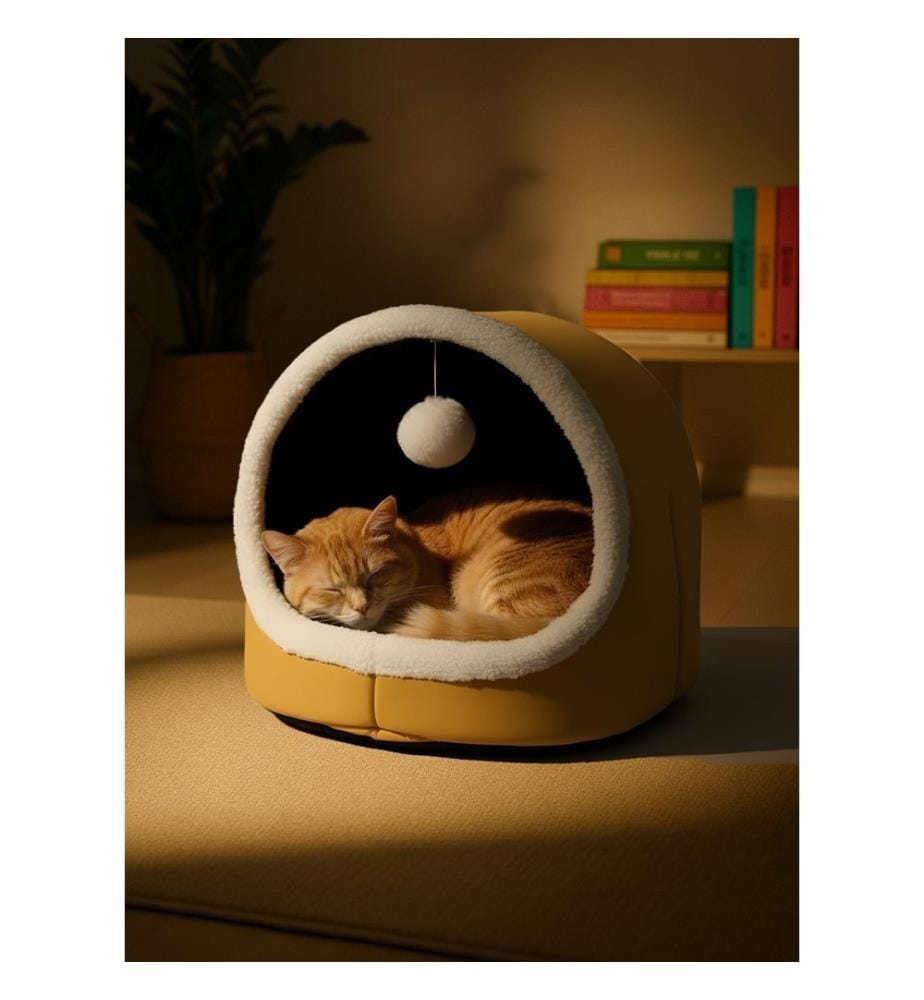 Panier pour chat moutarde 100 % polyester
